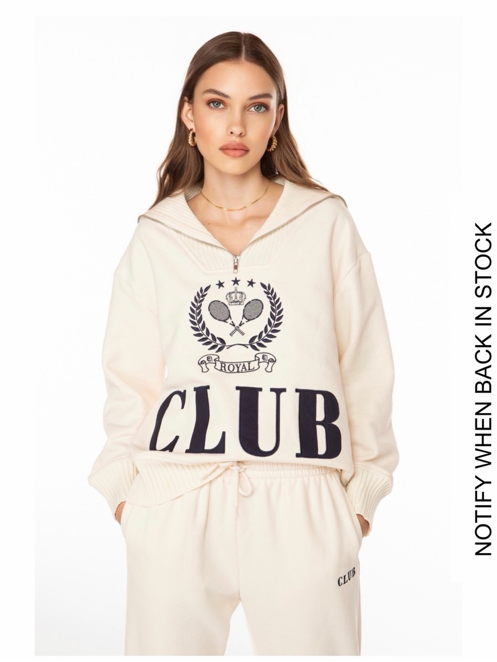 Ellandemm Club Royal Cream Half-Zip Pullover Sweatshirt